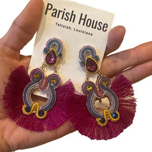 Purple and Gold Statement Earrings